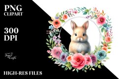 Vibrant Baby Bunny Floral Frame Clipart Product Image 3