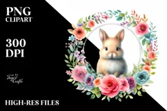 Vibrant Baby Bunny Floral Frame Clipart Product Image 3