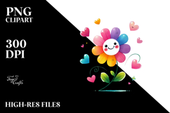 Washed Flower with Hearts PNG Product Image 2