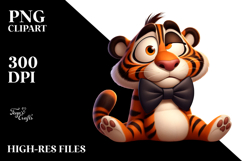 Cartoon Tiger with Bow Tie PNG Product Image 2