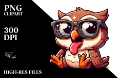 Curious Owl with Oversized Sunglasses PNG Product Image 2