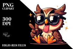 Curious Owl with Oversized Sunglasses PNG Product Image 2