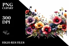 Watercolor Wild Flowers Frame | Sublimation | Clipart Product Image 3