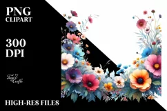 Watercolor Wild Flowers Frame | Sublimation | Clipart Product Image 3