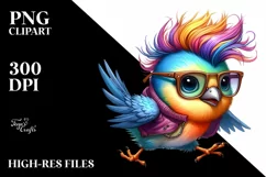 Vibrant Bird with Cool Haircut PNG Product Image 3