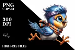 Vibrant Bird with Cool Haircut PNG Product Image 1