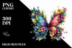 Vibrant Watercolor Butterfly with Flowers Product Image 3