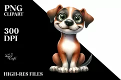 Funny Dog Sitting with Big Eyes | Clipart Product Image 1