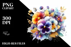 Vibrant Pansy Bouquet Splash | Sublimation Clipart Product Image 3