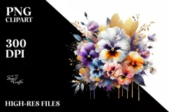 Vibrant Pansy Bouquet Splash | Sublimation Clipart Product Image 1
