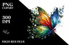 Vibrant Watercolor Butterfly with Flowers Product Image 3
