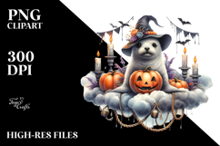 Seal Dressed for Halloween on Cloud PNG Product Image 2