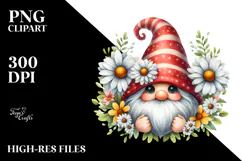 Gnome with Daisy Floral and Snapdragon PNG Product Image 2