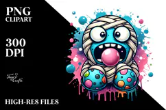 Cute Mummy with Monster Slippers, PNG Product Image 2