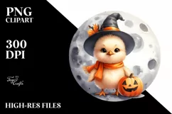 Washed Watercolor Halloween Chicken PNG Product Image 3