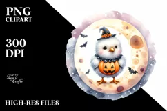 Washed Watercolor Halloween Chicken PNG Product Image 3