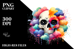 Colorful Skull Watercolor PNG Product Image 2