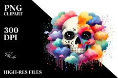 Colorful Skull Watercolor PNG Product Image 2
