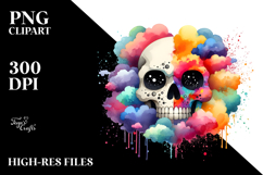 Colorful Cute Skull with Splashes PNG Product Image 2