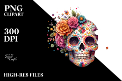 Colorful Skull with Splashes PNG Product Image 2