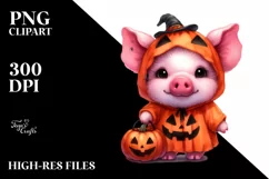 Cute Pig in Halloween Costume Sublimation Clipart Product Image 3