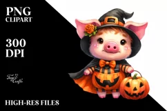 Cute Pig in Halloween Costume Sublimation Clipart Product Image 1