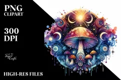 Vibrant Magical Celestial Mushroom, High-Res PNG Product Image 2