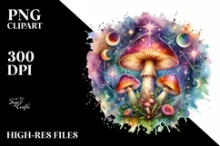 Vibrant Magical Celestial Mushroom, High-Res PNG Product Image 2