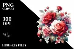 Washed Colorful Roses Clipart, Transparent PNG Product Image 1