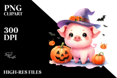 Cute Baby Pig Halloween Scenery PNG Product Image 2