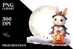 Digital Painting Halloween Bunny PNG Product Image 2
