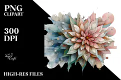 Stained Dahlia with Metalic Insertions PNG Product Image 2