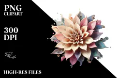 Stained Dahlia with Metalic Insertions PNG Product Image 2