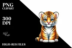 Vibrant Baby Tiger in Barn | Sublimation | Clipart Product Image 1