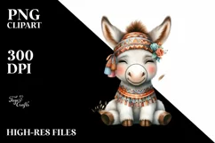 Cute Baby Donkey Sitting in Boho Style | Sublimation | Product Image 1