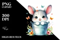 Colorful Small Baby Rabbit in Bucket | Clipart Product Image 3