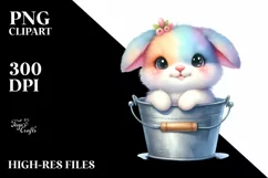Colorful Small Baby Rabbit in Bucket | Clipart Product Image 1