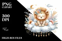 Cute Baby Lion Boho Clipart Product Image 3