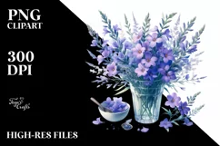 Watercolor Filled Lobelia Clipart Product Image 3