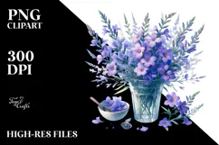 Watercolor Filled Lobelia Clipart Product Image 2