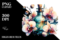 Abstract Watercolor Bottle Orchid Clipart Product Image 2
