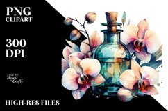 Abstract Watercolor Bottle Orchid Clipart Product Image 1