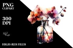 Abstract Watercolor Bottle Orchid Clipart Product Image 1