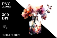 Abstract Watercolor Bottle Orchid Clipart Product Image 2