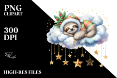 Boho Cute Baby Sloth Sleeping on the Cloud Product Image 2