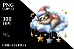 Boho Cute Baby Sloth Sleeping on the Cloud Product Image 2