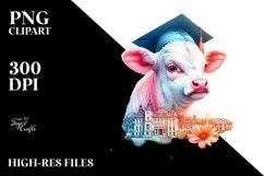 Colorful Baby Cow with College Campus, Transparent PNG Product Image 3