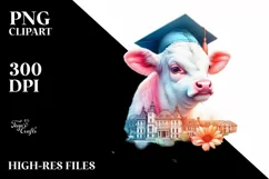 Colorful Baby Cow with College Campus, Transparent PNG Product Image 3
