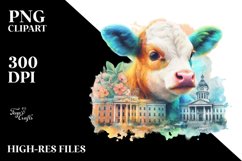 Baby Cow with College Campus, Transparent PNG Product Image 3