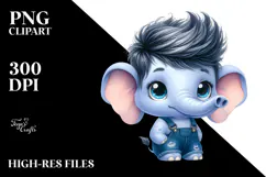 Cute Baby Elephant Watercolor PNG Product Image 2